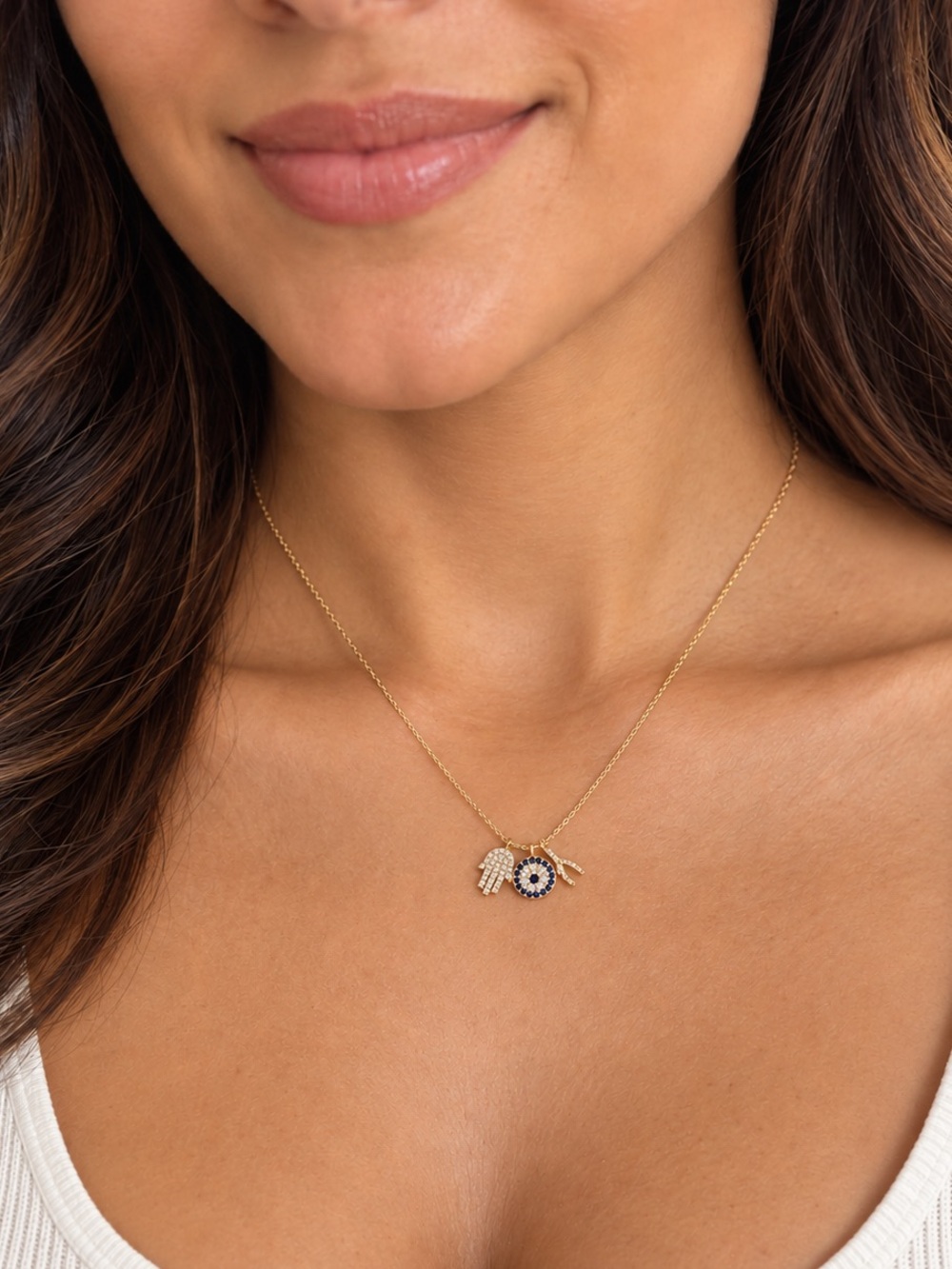 💯 14K (real gold) LUCKY CHARM necklace 🍀🧿